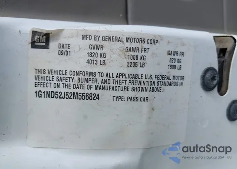 2002 Chevrolet Malibu из США, поврежденный, VIN 1G1ND52J52M556824